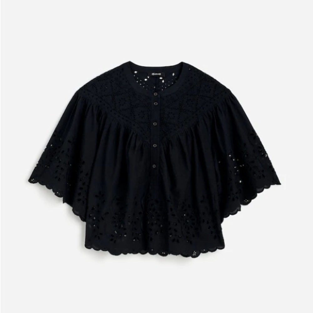 Madewell Embroidered Shirted Henley Top NWT - Picture 4 of 4